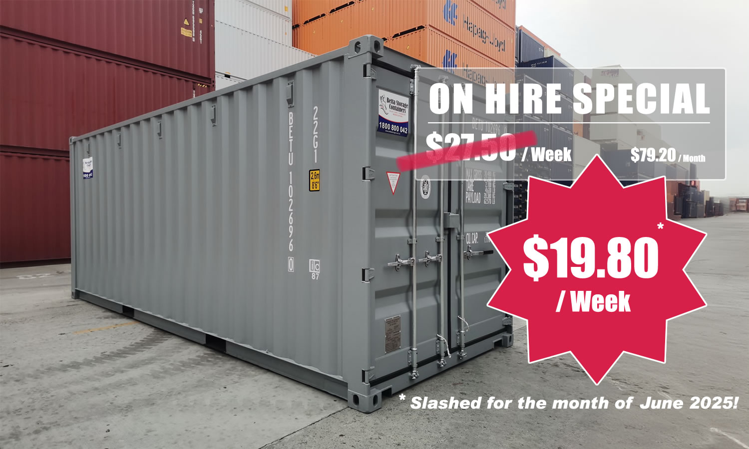 20ft Container Hire NSW for less than a cup of coffee per day!