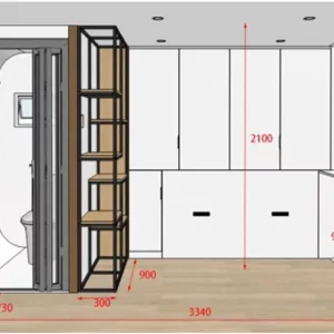 4m pod house interior with bathroom, joinery and fold-out bed, NSW