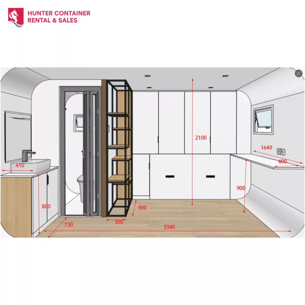 4m pod house, layout and dimensions drawing, for sale NSW