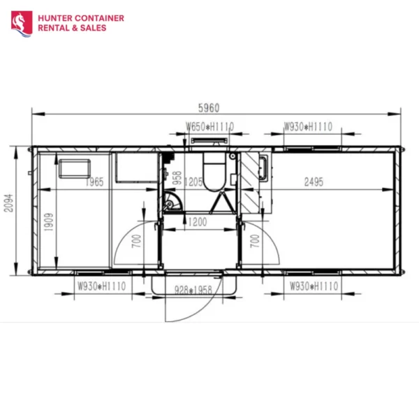 6m 2-Room Cabin NSW | Hunter Containers