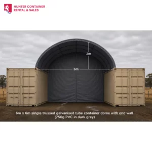 6x6m container dome shelter with end wall, with end wall, for sale NSW