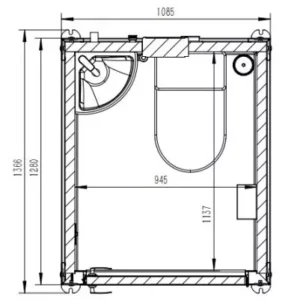 Floor plan of single portable toilet unit with basin, NSW